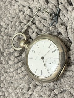 orologio da tasca ELGIN 13 open face 1883 11 jewels 18s QUIGLEY coin cassa argento