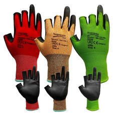3 Digit Fingerless PU Coated Cut Proof Safety Work Gloves Material Handling Grip