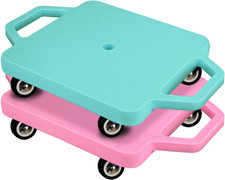 2 Pcs Sports Scooter Board with Handles Colored Floor Sitting Scooter Board with