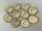 1940's Mercury Dimes in fine condition..Lot of 10 Coins   90% Silver