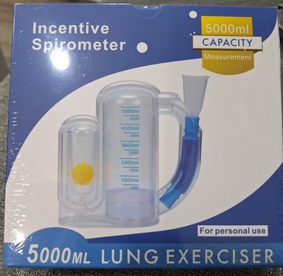 INCENTIVE SPIROMETER 5000ML LUNG EXERCISER FOR PERSONAL USE NEW IN BOX