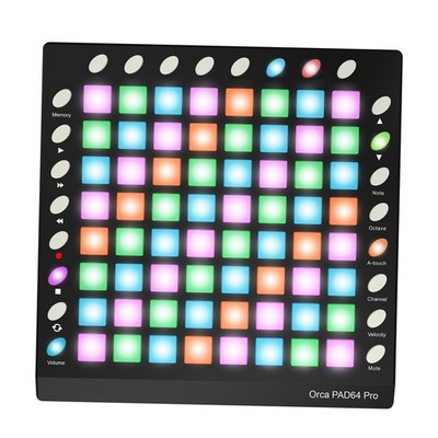 WORLDE Portable USB MIDI Drum Pad Controller 64 RGB Backlit Pads 24 Buttons MDPP