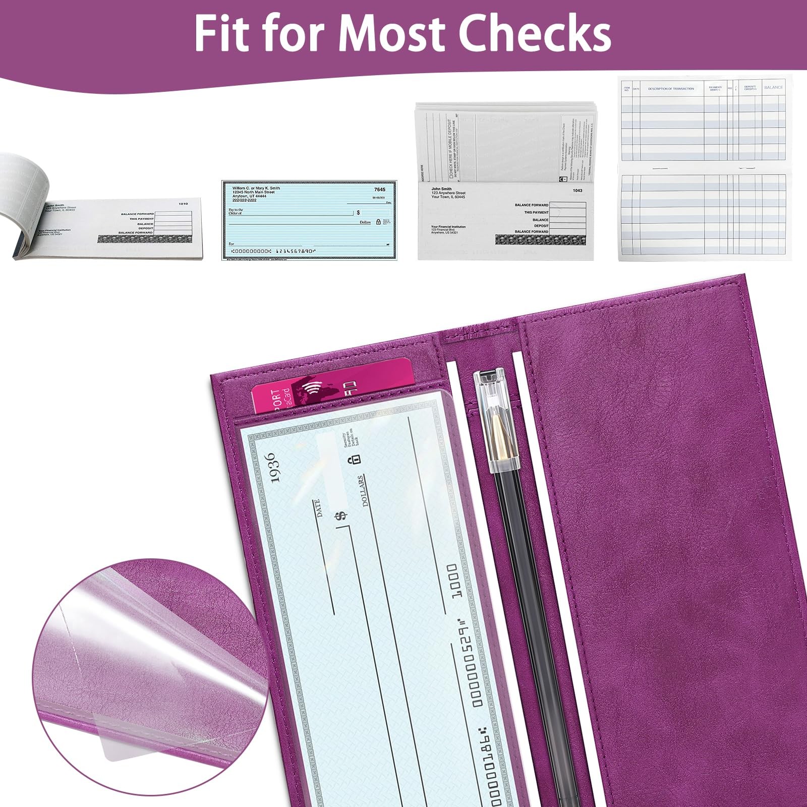 как выглядит Leather Checkbook Cover for Top and Side Tear Registers Duplicate Checks фото