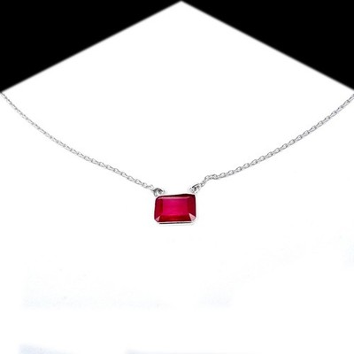 Ruby Necklace 925 Sterling Silver Jewelry Natural Ruby Pendant Necklace Handmade