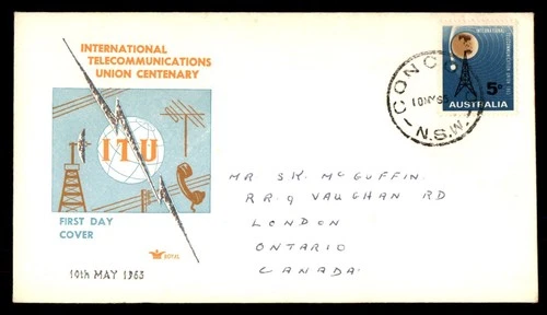 Mayfairstamps Australia FDC 1963 Earth Satellite Tower ITU First Day Cover aax_0