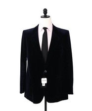YVES SAINT LAURENT - VTG Navy Blue Velvet Blazer - 38R