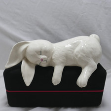 VTG White Ceramic Sleeping Bunny Rabbit Shelf Sitter Easter Decor 9" Figurine VTG White Ceramic Sleeping Bunny Rabbit Shelf Sitter Easter Decor 9" Figurine
