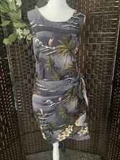 Vintage Hilo Hattie Size Large Floral Tiki Hawaiian Floral Print Midi Dress Sz L