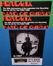 VTG JIMI HENDRIX PROMO POSTER'S MARSHALL AMPLIFIER , 2) BAND OF GYPSYS BANNER'S 