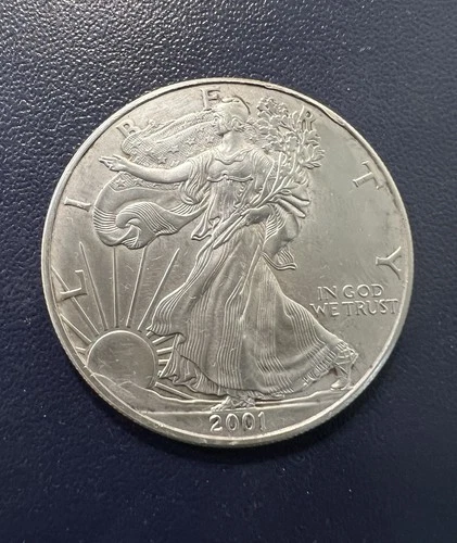 2001 $1 Dollar American Silver Eagle / Walking Liberty  Coin 1 Ounce Fine Silver