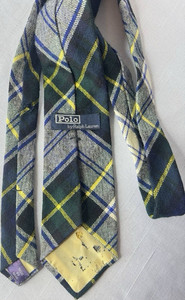 Polo Ralph Lauren Men’s Plaid 100% Wool Woven Tie Green Blue Yellow White
