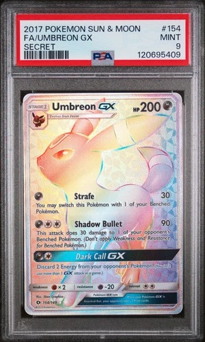 Umbreon Gx 154/149 Secret Rare Sun & Moon Base Pokemon PSA 9 *409