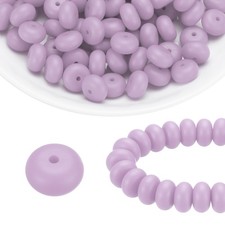 110Pcs Silicone Beads 14mm Lentil Rubber Focal Beads Bulk, Lilac