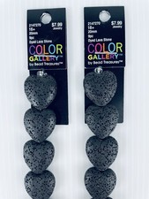 2 Strands 18 Pieces of Dyed Lava Stone Beads, 3-D Heart Shaped