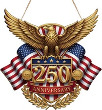 USA 250th Anniversary Door Hanger Patriotic Eagle 1776-2026 Wooden Sign