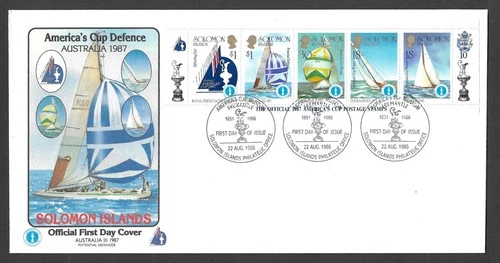 America's Cup Defence Australia 1987 FDC 1986 Solomon Islands Stamps Cover #10