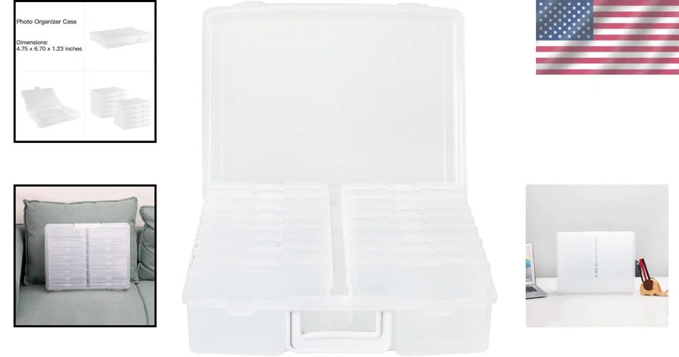 Caja organizadora de fotos con asa estuches de almacenamiento de 4x6 pulgadas para 1600 fotos Foto 2 de 4