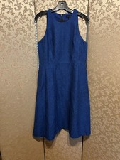 Banana Republic Blue Tweed Sleeveless A-Line Pockets Dress Size 6