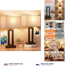 Nightstand Table Lamps for Bedrooms Set of 2 - Touch Bedside Lamp with USB C ...