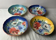 Pioneer Woman Melody Pasta Bowl Set Dishwasher Microwave Safe Lot Of 4 7.5D 3” D