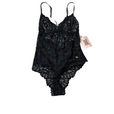 NWT Savage X Fenty Black Caviar Savage Not Sorry Allover Lace Teddy Bodysuit XS