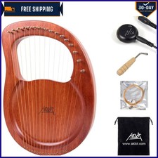Balanced 16-String Lyre Harp in Dark Mahogany - Tuning Wrench  Bags Included