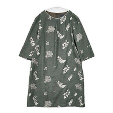 mina Perhonen Forest Parade Dress Cotton Cashmere Silk Embroidery Green