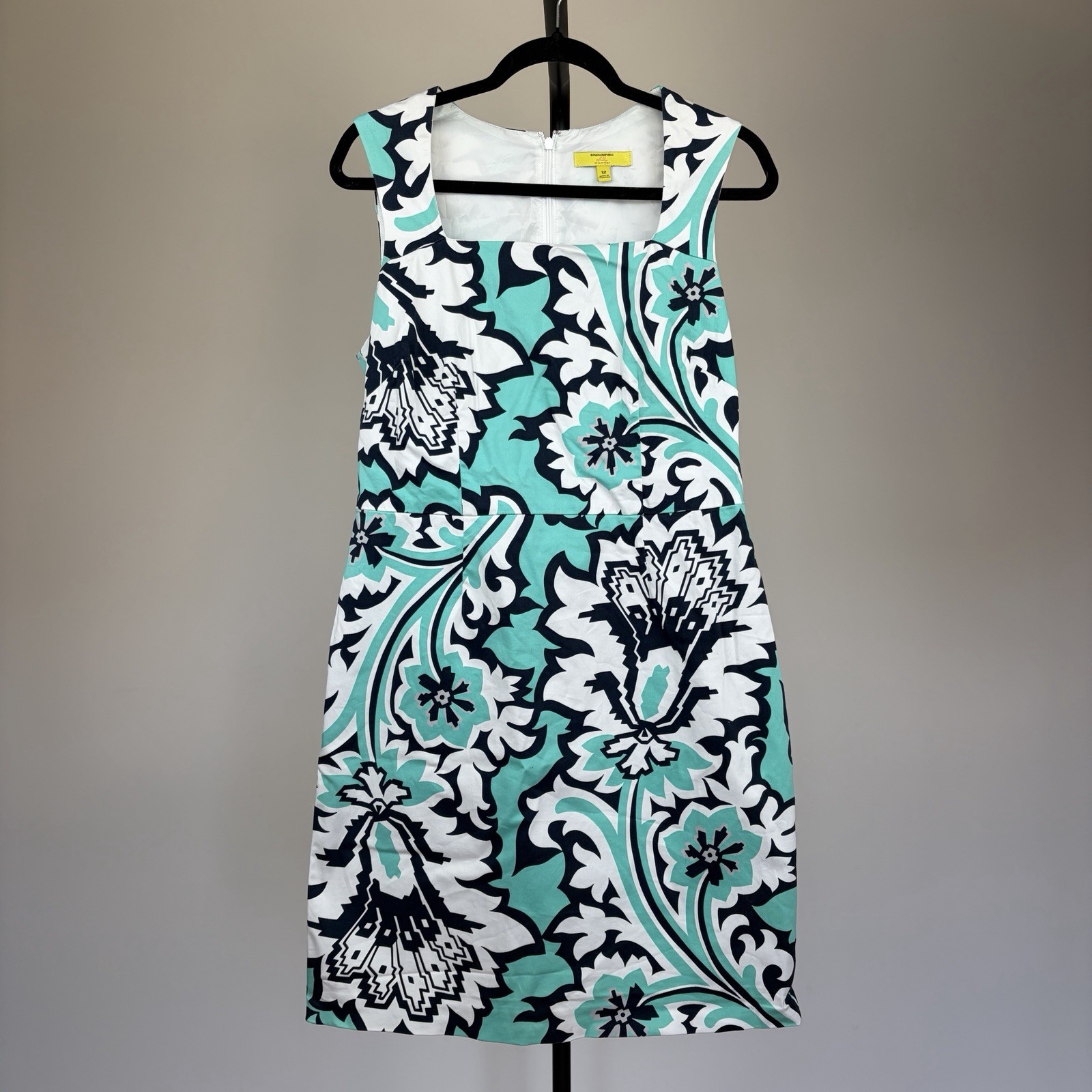 Banana Republic Milly Collection Sleeveless Mint Green Floral Dress Size UK 12
