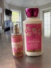 Bath Body Works Strawberry Pound Cake Body Mist Body Lotion Gift Set of 2