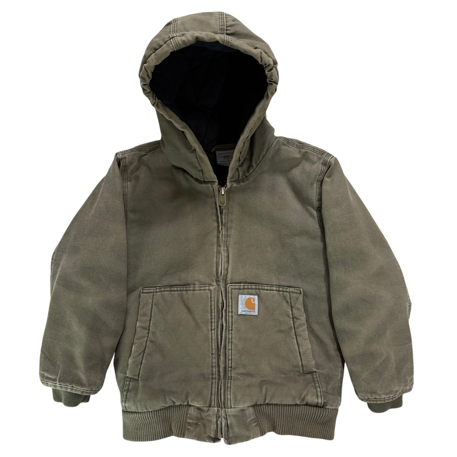 Carhartt Hooded Jacket Youth 7/8 Olive Green Canvas Insulated Quilted Outdoor
Opens in a new window 