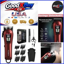 Rechargeable Cordless Hair Clippers for Men with LED Display Red