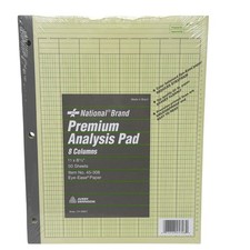 National Brand Premium Analysis Pad 8 Columns 11"x8.5" 100 Sheets 2 Pks of 50 