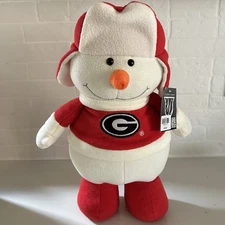 Nwt Georgia Bulldogs UGA The Memory Company Team Plush Snowman Beaded Feet 17”