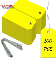 100 Pieces Plastic Shipping Tags with Reinforced Wire Blank Heavy Duty Shipping