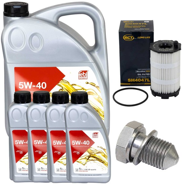 MotoröL Filter Set Febi SAE 5W-40 9 Liter + Schraube FüR Audi R8 5.2 FSI 422 427-image