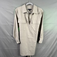 Banana Republic Womens M Khaki Utility Shirt Dress Belted Beige Casual