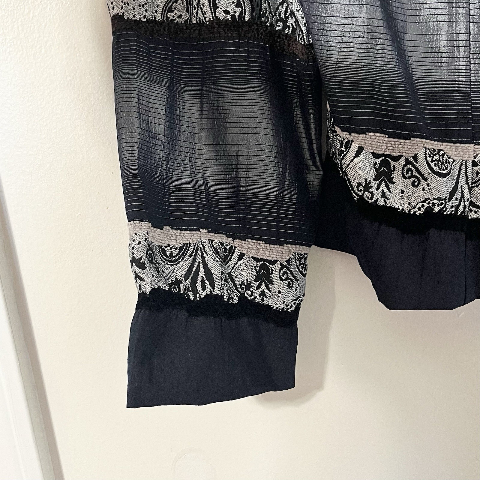 Metallic Paisley Patchwork Jacket Black Gray Y2K … - image 8