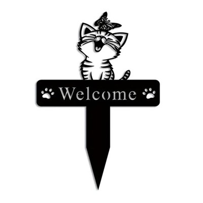 Metal Cats Yard Decors Weather Resistant Garden Stake Ornament Accesories
