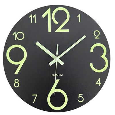 Leise nicht tickende Holz Wanduhr 40 cm batteriebetrieben Glow in the Dark Funkt