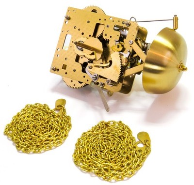 NOS Franz Hermle 241-083H 94cm Brass Chain Driven Clock Movement, Germany