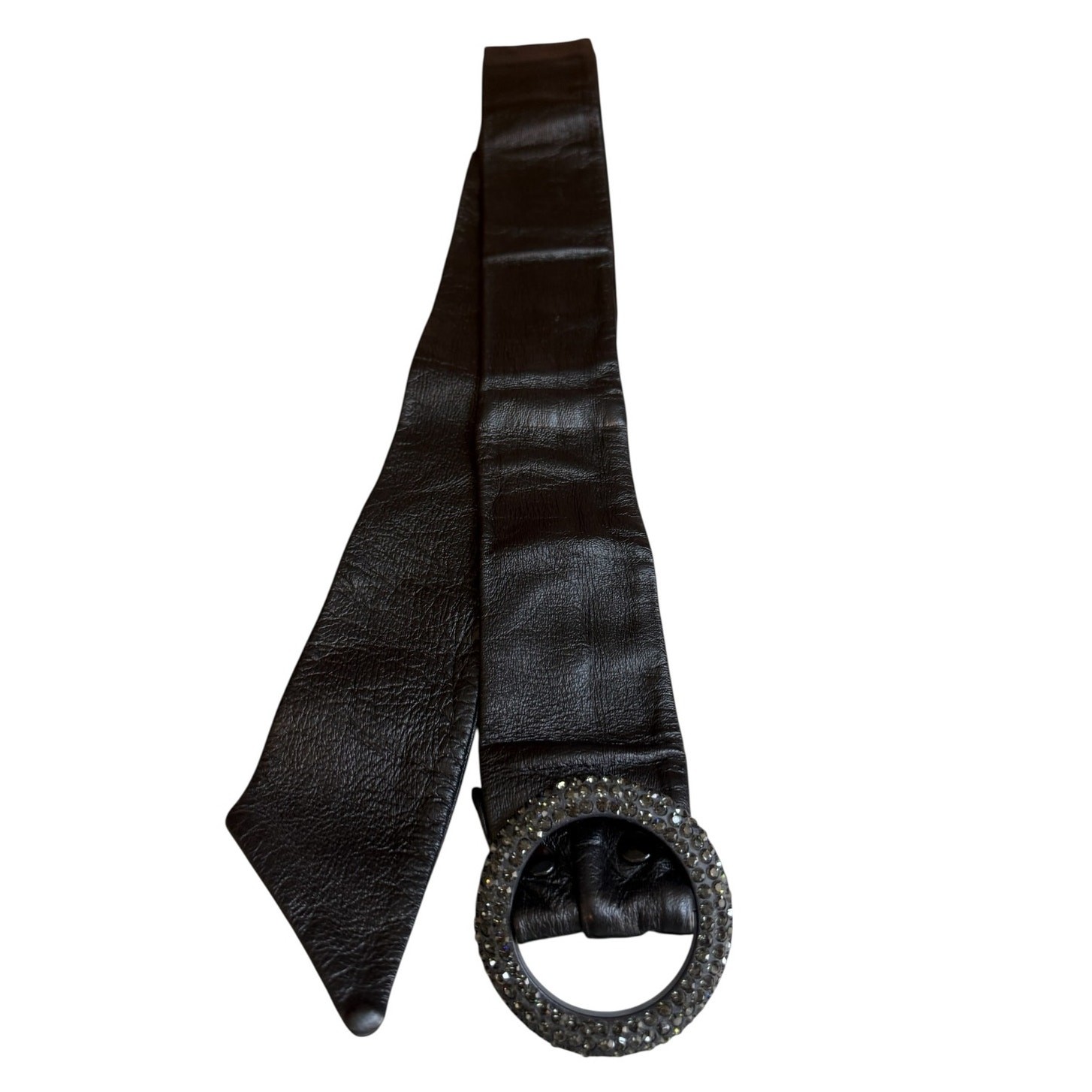 Vintage Wide Leather Cinch Belt Black - image 1