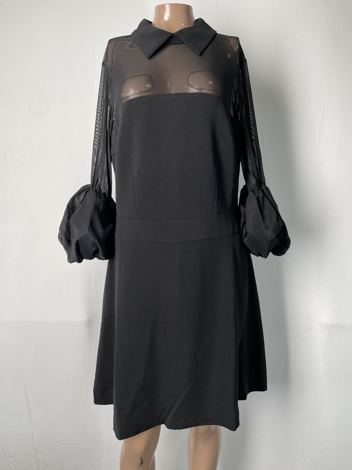 Fifth And Welshire Womens Mini Cocktail Dress Black Size 10 Naomi Collared Crepe