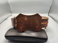 Tony Lama belt 32  GOLD LARIAT Alligator Two Tone GOLD Buckle Vintage Western