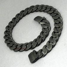 Heavy Men Chain Curb Cuban Link Gunmetal Old Metal Tone Stainless Steel Necklace