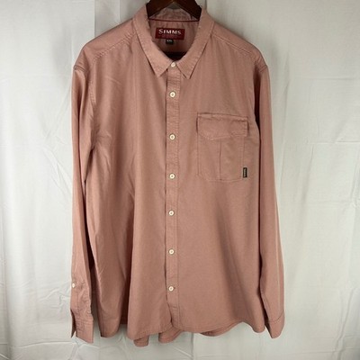Simms Fishing Products Button Up Mens XXL Red Pink Long Sleeve Tech Shirt