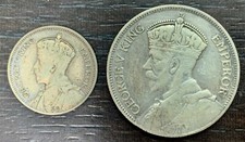 NOUVELLE ZÉLANDE - GEORGE V - LOT DE 2 MONNAIES FLORIN 1934 ET 6 PENCE 1934