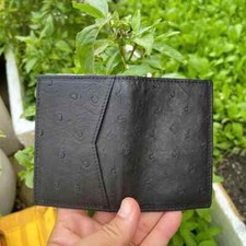 DOUBLE SIDE Genuine Ostrich Leg Leather Skin Credit Card Holder