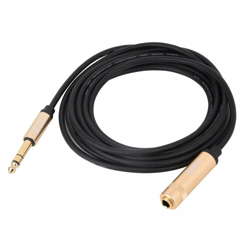 6.35mm 1/4 inch TRS Jack Audio Extension Cable | Stereo Plug to Socket Connector - Image 2 of 4
