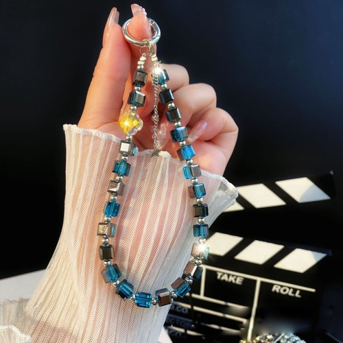 Sparkle Wrist Phone Lanyard Clear Phone Charm Keychain Crystal Bead Pendant - Photo 13 sur 14