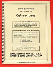 CRAFTSMAN-Dunlap 6" Metal Lathe 109.21270 Operator & Part Manual 0173